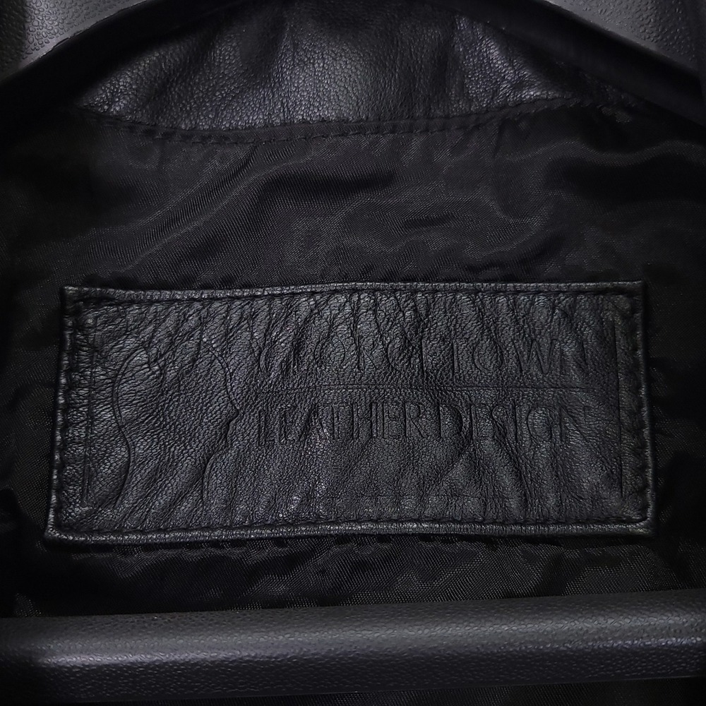 GEORGETOWN Mens Vintage Double Breasted Leather Jacket Black Medium - Picture 10 of 12